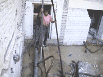 Einsplen der Lanzen fr Grundwasserabsenkung